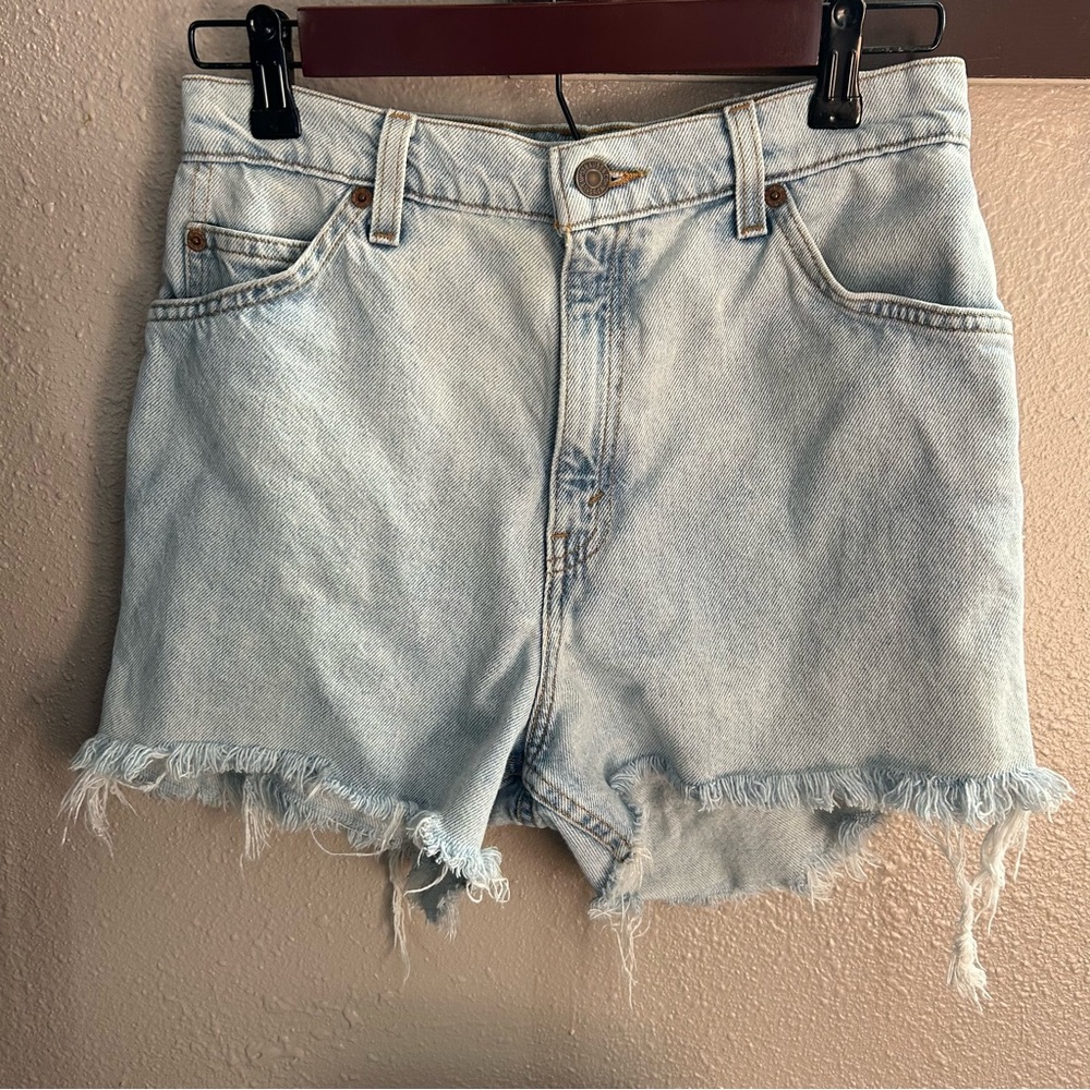 Light Blue Levi’s Frayed Shorts